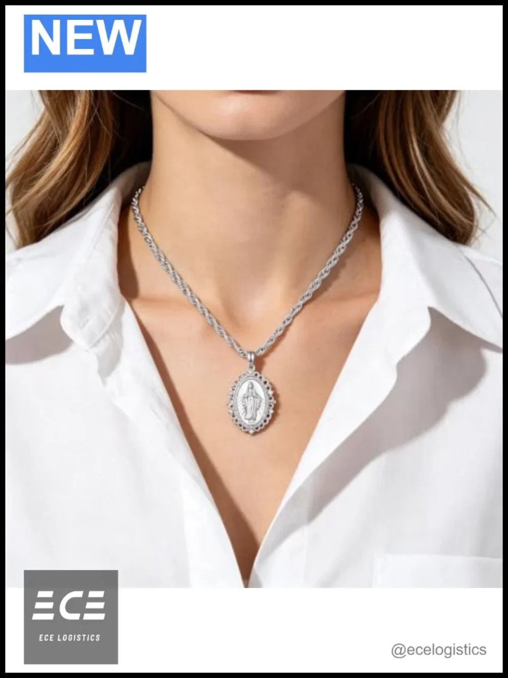 Virgin Mary Medal Pendant Necklace Catholic Religious Jewelry